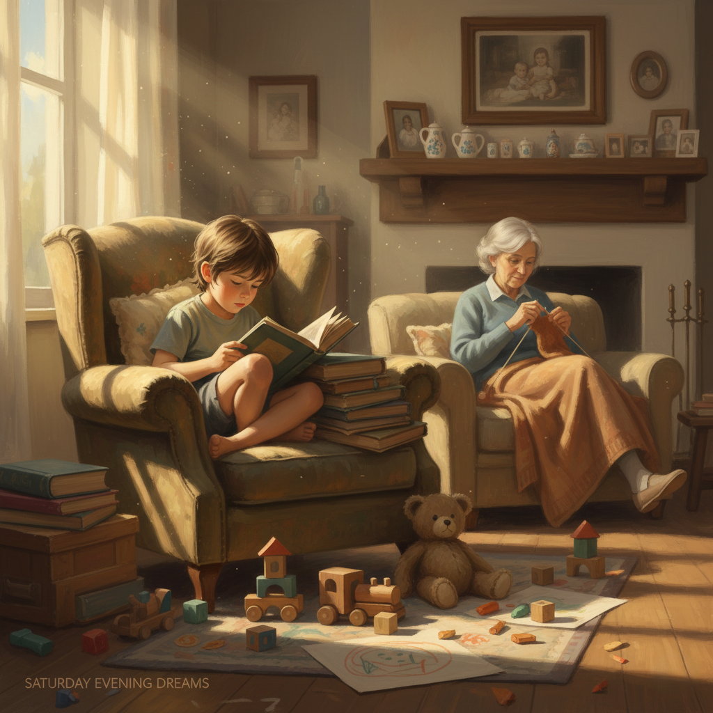 Creative illustration depicting a nostalgic childhood memory